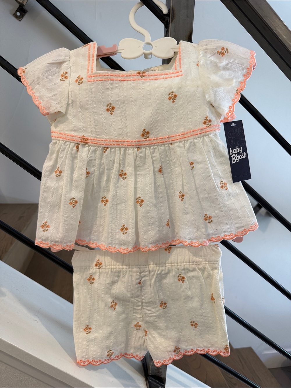 Baby B'gosh Cream & Peach Floral Toddler Matching Set